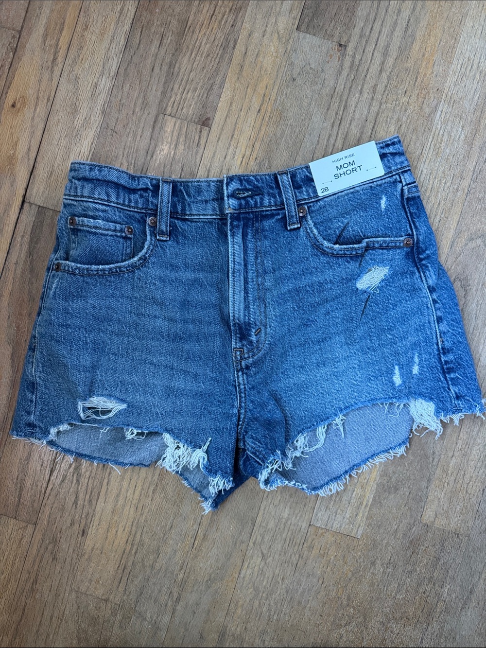 Abercrombie & Fitch Distressed Blue Denim Mom Shorts NWT
